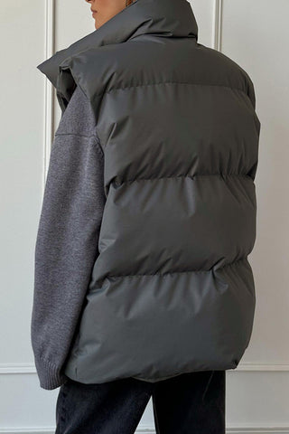 Commuting Stand Collar Zip Up Quilted Gilet