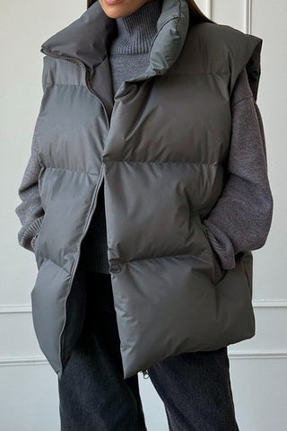 Commuting Stand Collar Zip Up Quilted Gilet