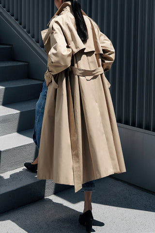 Lapel Collar Single Breasted Oversized Trench Coat