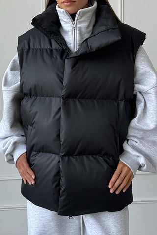 Commuting Stand Collar Zip Up Quilted Gilet