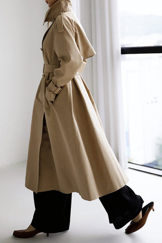 Lapel Collar Single Breasted Oversized Trench Coat