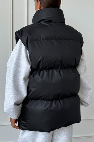 Commuting Stand Collar Zip Up Quilted Gilet