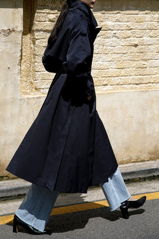 Lapel Collar Single Breasted Oversized Trench Coat