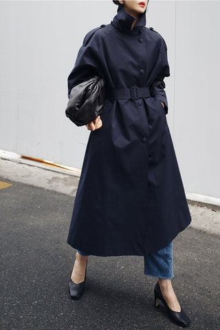 Lapel Collar Single Breasted Oversized Trench Coat