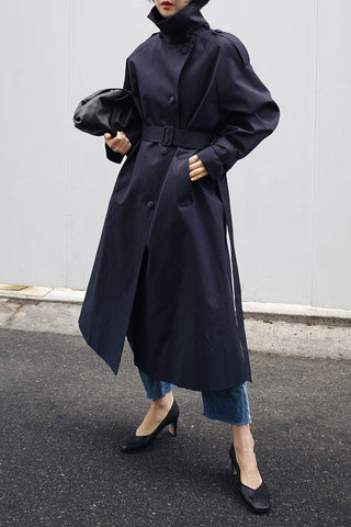 Lapel Collar Single Breasted Oversized Trench Coat