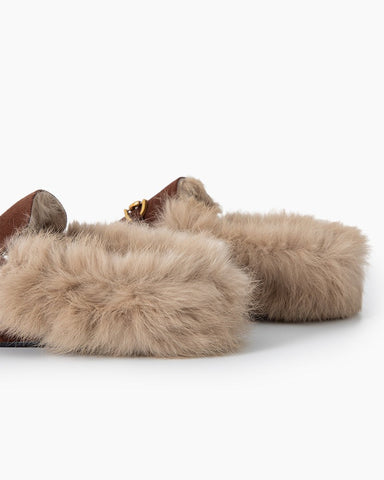 Alina Urban Elegance Fur Suede Flat Mules