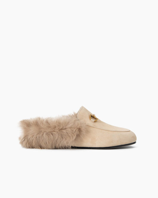 Alina Urban Elegance Fur Suede Flat Mules