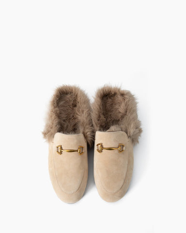 Alina Urban Elegance Fur Suede Flat Mules