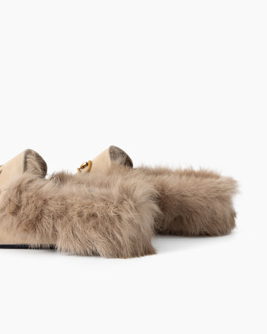 Alina Urban Elegance Fur Suede Flat Mules