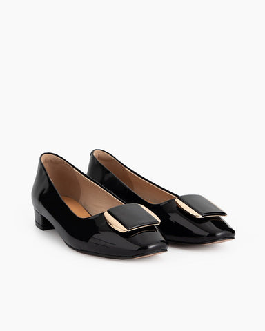 Soft Sole Square Toe Leather Flat Heel Loafers