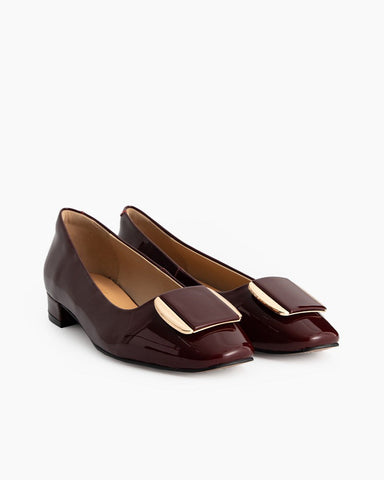 Soft Sole Square Toe Leather Flat Heel Loafers