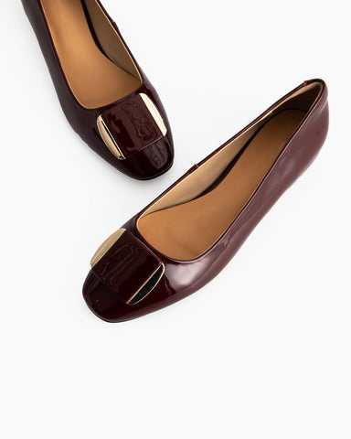 Soft Sole Square Toe Leather Flat Heel Loafers