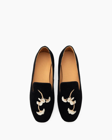 Luxurious Handcrafted Embroidered Suede Loafers