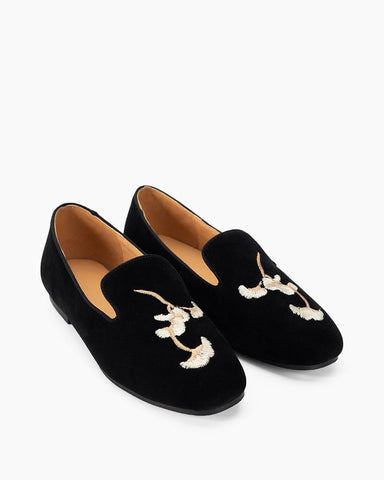 Luxurious Handcrafted Embroidered Suede Loafers