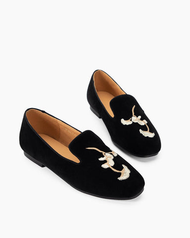 Luxurious Handcrafted Embroidered Suede Loafers