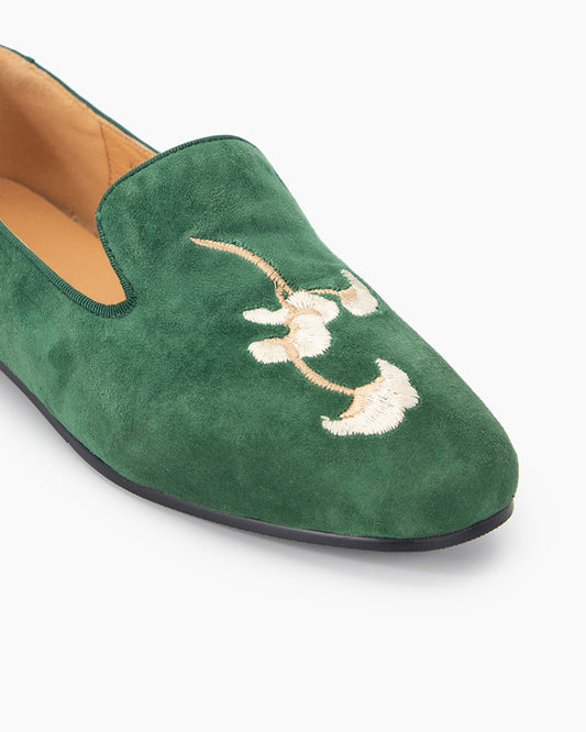 Luxurious Handcrafted Embroidered Suede Loafers