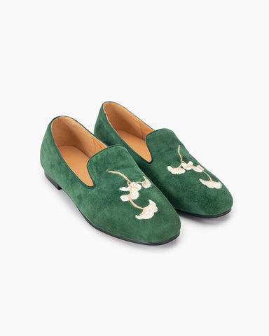 Luxurious Handcrafted Embroidered Suede Loafers