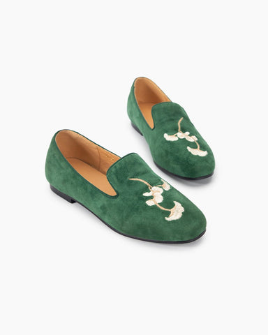 Luxurious Handcrafted Embroidered Suede Loafers