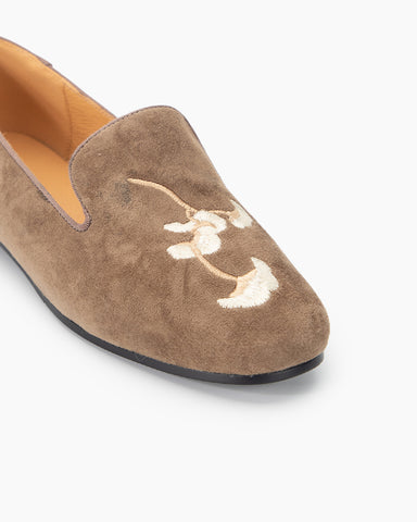 Luxurious Handcrafted Embroidered Suede Loafers