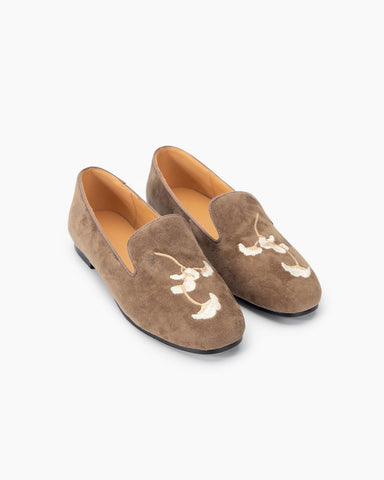 Luxurious Handcrafted Embroidered Suede Loafers