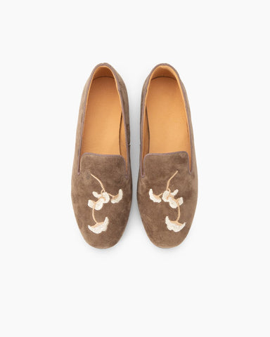 Luxurious Handcrafted Embroidered Suede Loafers