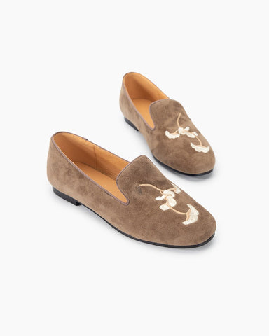 Luxurious Handcrafted Embroidered Suede Loafers