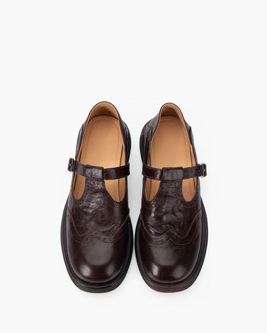 Sophisticated Vintage Mary Jane Brogue Loafers