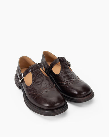 Sophisticated Vintage Mary Jane Brogue Loafers