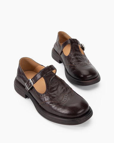 Sophisticated Vintage Mary Jane Brogue Loafers