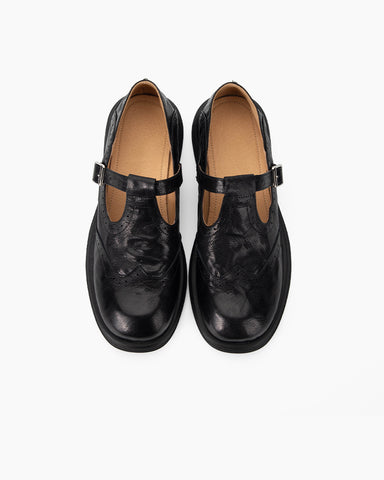 Sophisticated Vintage Mary Jane Brogue Loafers