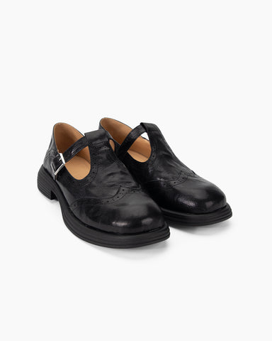 Sophisticated Vintage Mary Jane Brogue Loafers