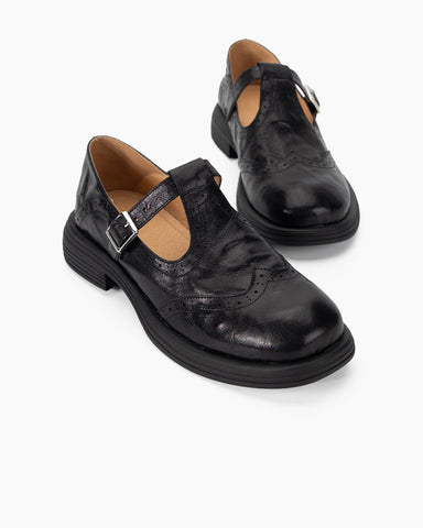 Sophisticated Vintage Mary Jane Brogue Loafers