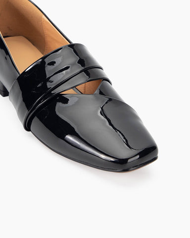 French Elegance Exquisite Hollow Design Leather Loafers