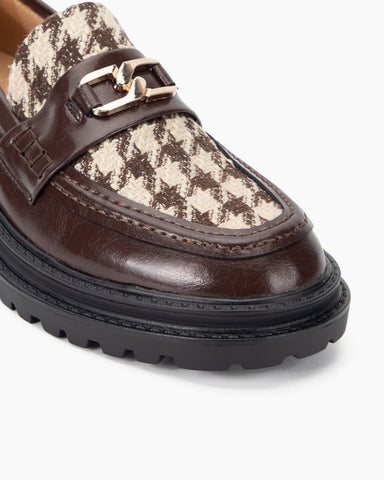 Houndstooth Comfortable Pattern Platform Loafers