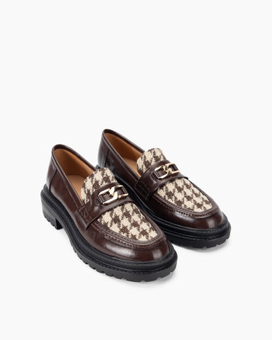 Houndstooth Comfortable Pattern Platform Loafers