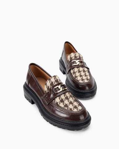 Houndstooth Comfortable Pattern Platform Loafers