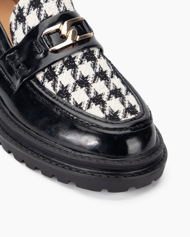 Houndstooth Comfortable Pattern Platform Loafers