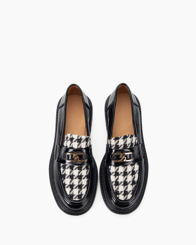 Houndstooth Comfortable Pattern Platform Loafers