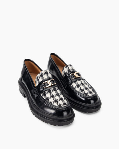 Houndstooth Comfortable Pattern Platform Loafers