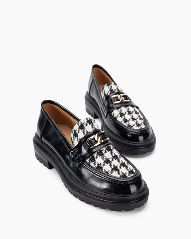 Houndstooth Comfortable Pattern Platform Loafers