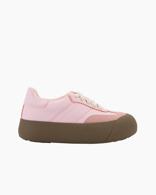 Pink Lace Up Comfortable Platform Sneakers