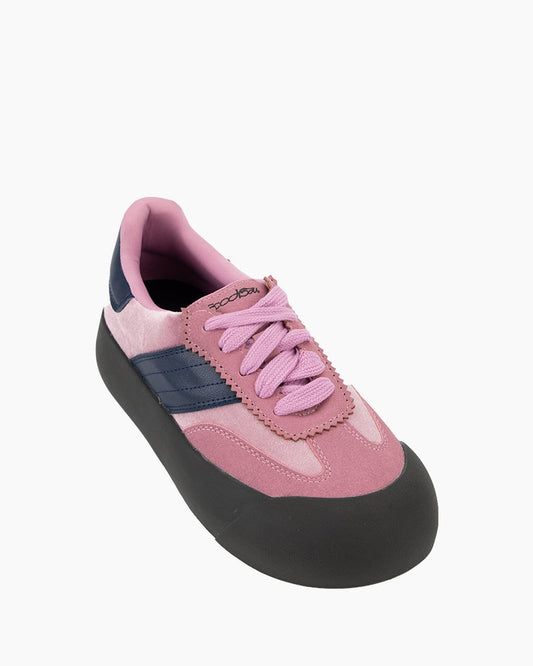 PaleVioletred Lace Up Comfortable Platform Sneakers