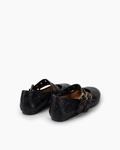 Versatile Leather Mary Jane Flats with Adjustable Straps