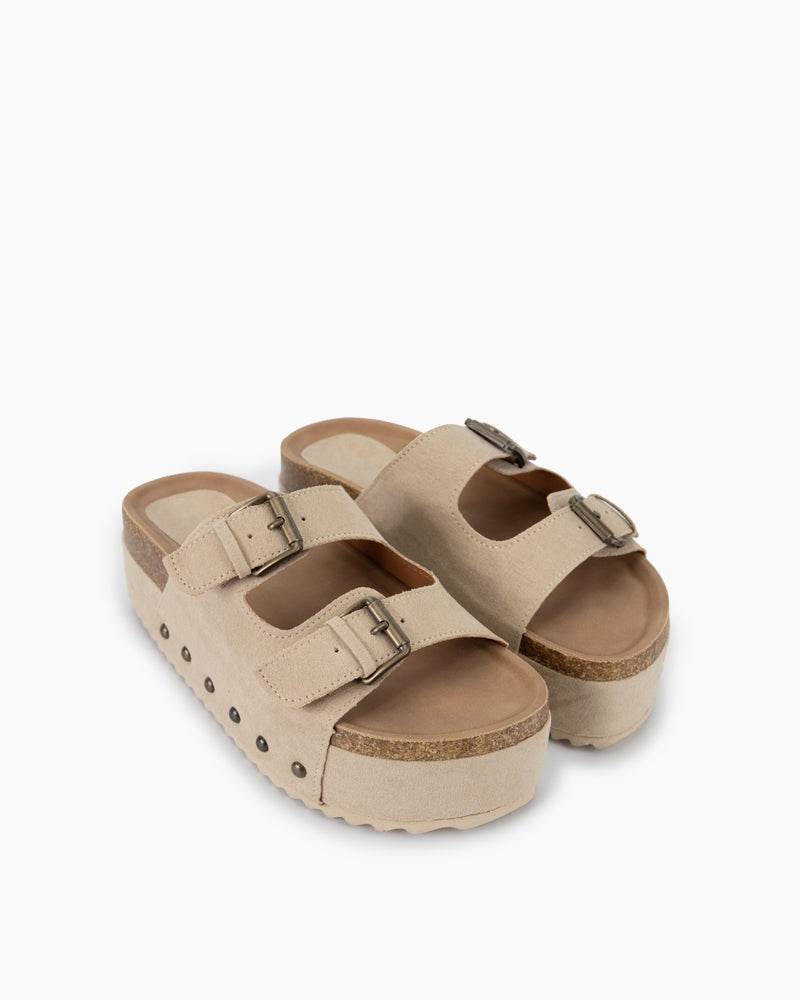 Thick Sole-Double-Buckle-Studded-Sandals