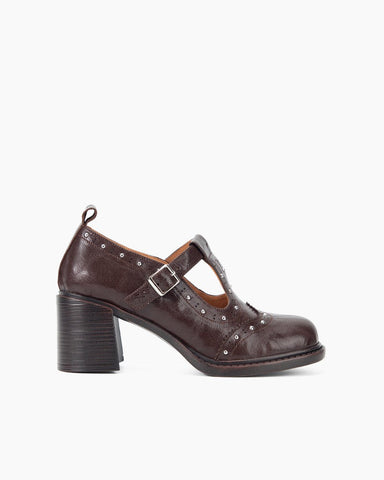 Chic Brogue Mary Jane Chunky Heel Loafers