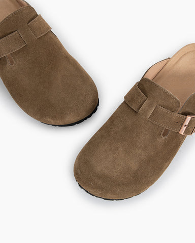 Suede Casual Adjustable Strap Clogs Mules