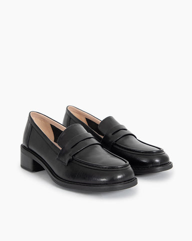 Women Timeless Comfortable Penny Chunky Heel Loafers