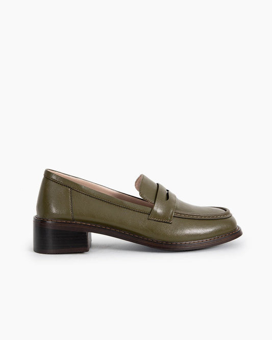 Timeless Comfortable Penny Chunky Heel Loafers