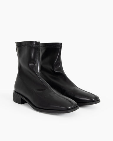 Eterna Leather Square Toe Block Heel Boots