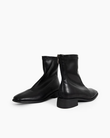 Eterna Leather Square Toe Block Heel Boots